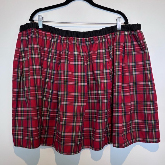 HDE Red Plaid Skater Skirt 4X Plus Size Tartan Stretch Elastic Waist - Picture 1 of 7